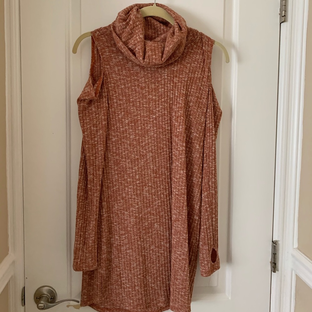 Socialite orange/tan turtleneck dress
